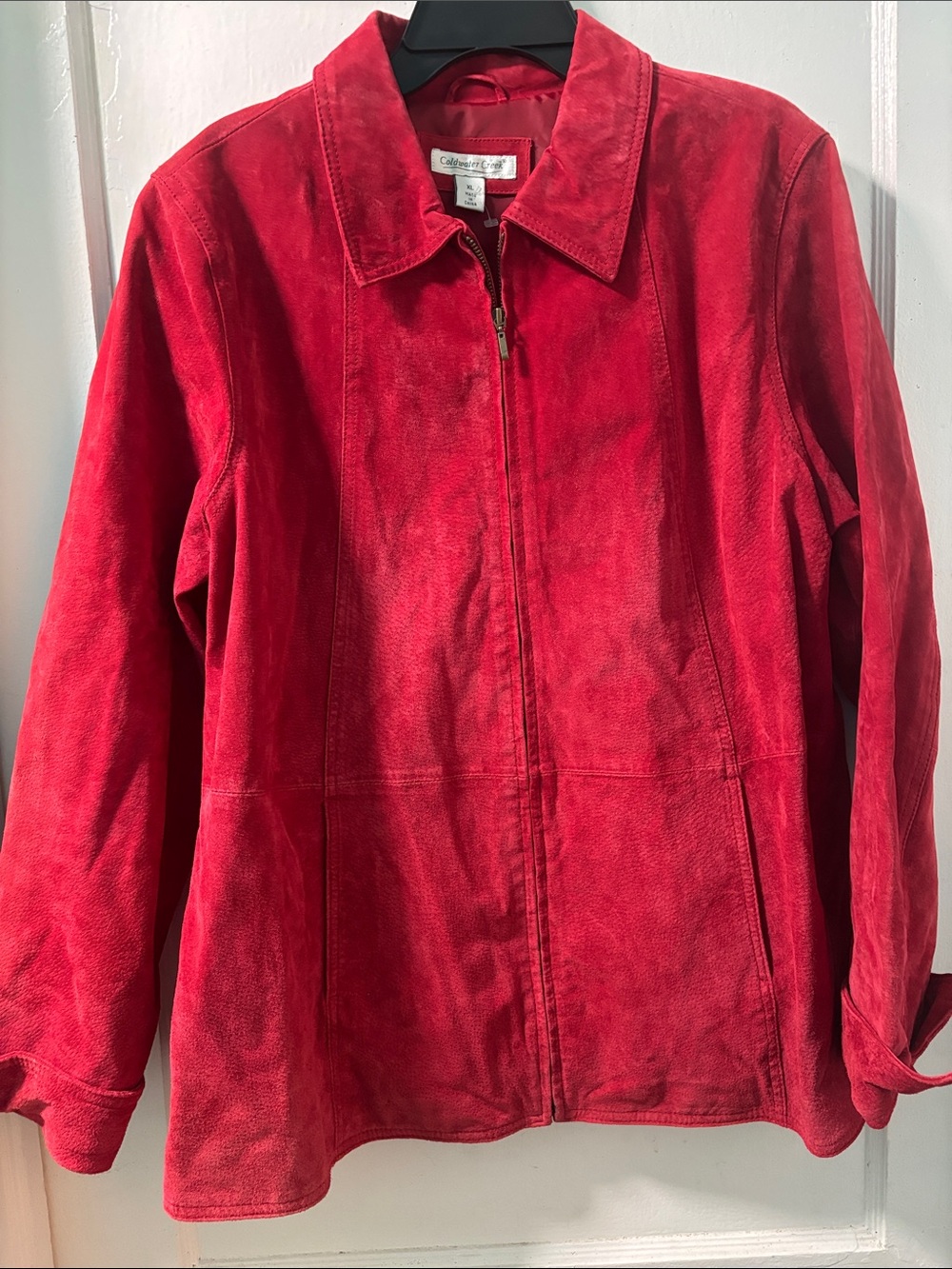 Coldwater Creek Vibrant Red Suede Zip Jacket